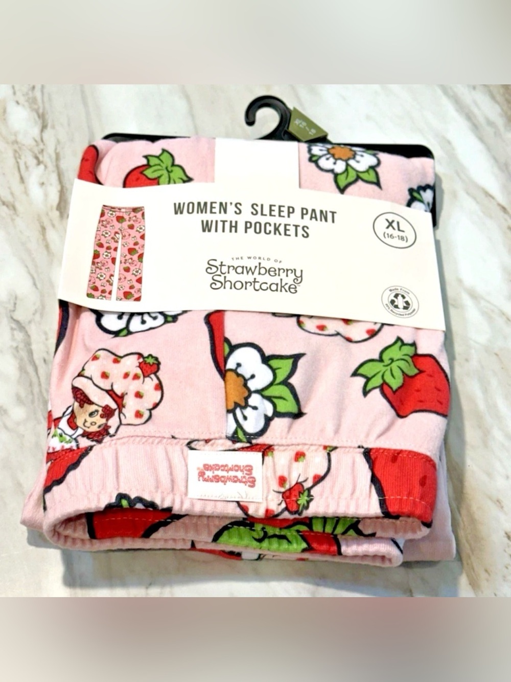 Strawberry Shortcake Womens Sleep Pajama Pants Pink XL 16-18 Pockets Mad Engine